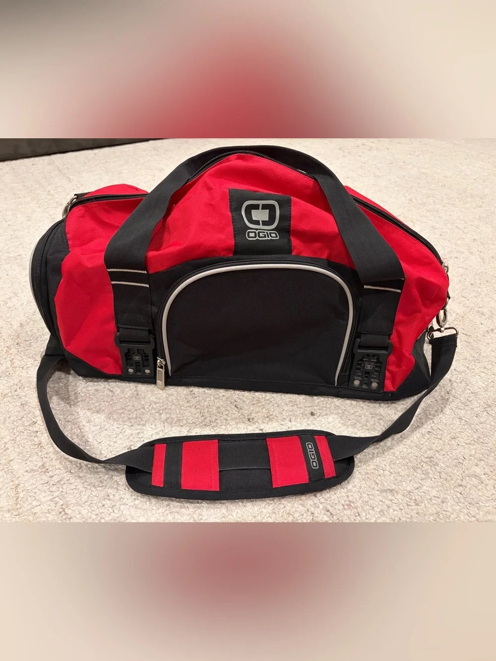 OGIO Red and Black Duffel with Padded Shoulder Strap